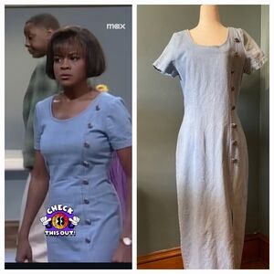 VTG Y2K 90’s No Boundaries Women's Button Front Denim Dress Size 7/8 Side Slit